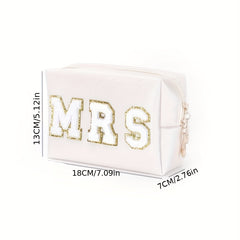 Waterproof Chenille Letter Patch Makeup Bag Travel Storage Pouch
