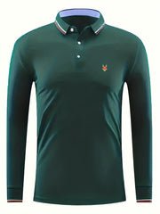 Fox Print Men's Casual Button Up Long Sleeve Lightweight Polo Shirt
