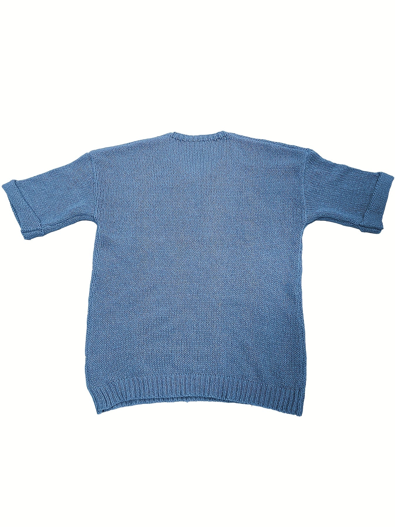  V-Neck Half Sleeve Tunic Sweater