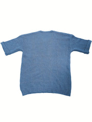  V-Neck Half Sleeve Tunic Sweater