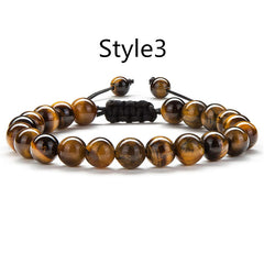 1PC Braided Rope Tiger Eye Stone Bracelet Men Women Matte Agate Bangle