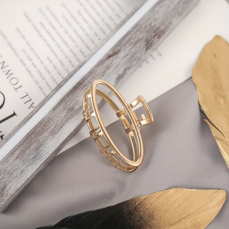 5PCS Hollow Heart Metal Hair Claw Clips Non Slip Mini Golden Geometric Barrettes