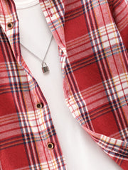 Boys Plaid Shirts Long Sleeve Lapel Tops Spring Fall Outwear Jackets