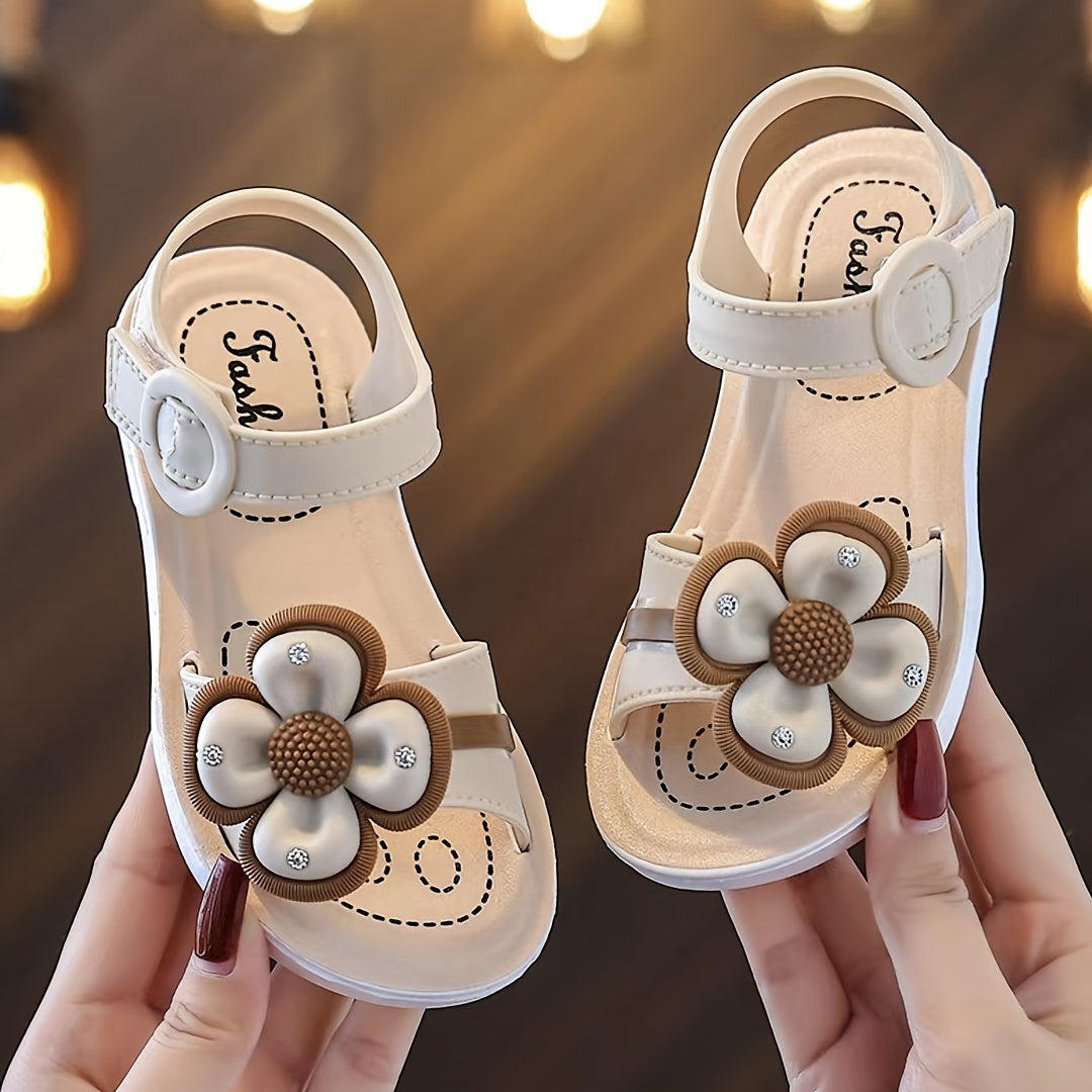Flower Open Toe Sandals for Baby Girls Non-Slip All Seasons