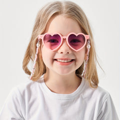 Heart Shaped Sunglasses with Pearl Glasses Chain