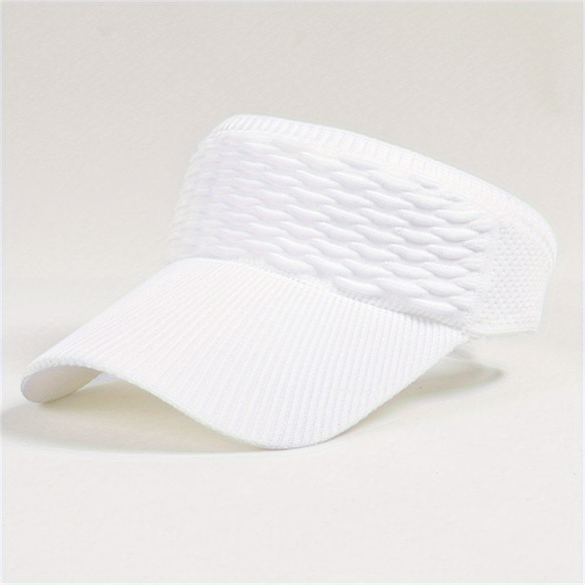 Adjustable Solid Visor Hat Lightweight Ruched Knitted Sun Hat