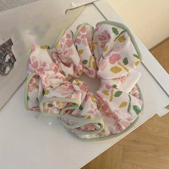 4pcs Floral Print Large Block Scrunchies Hair Tie