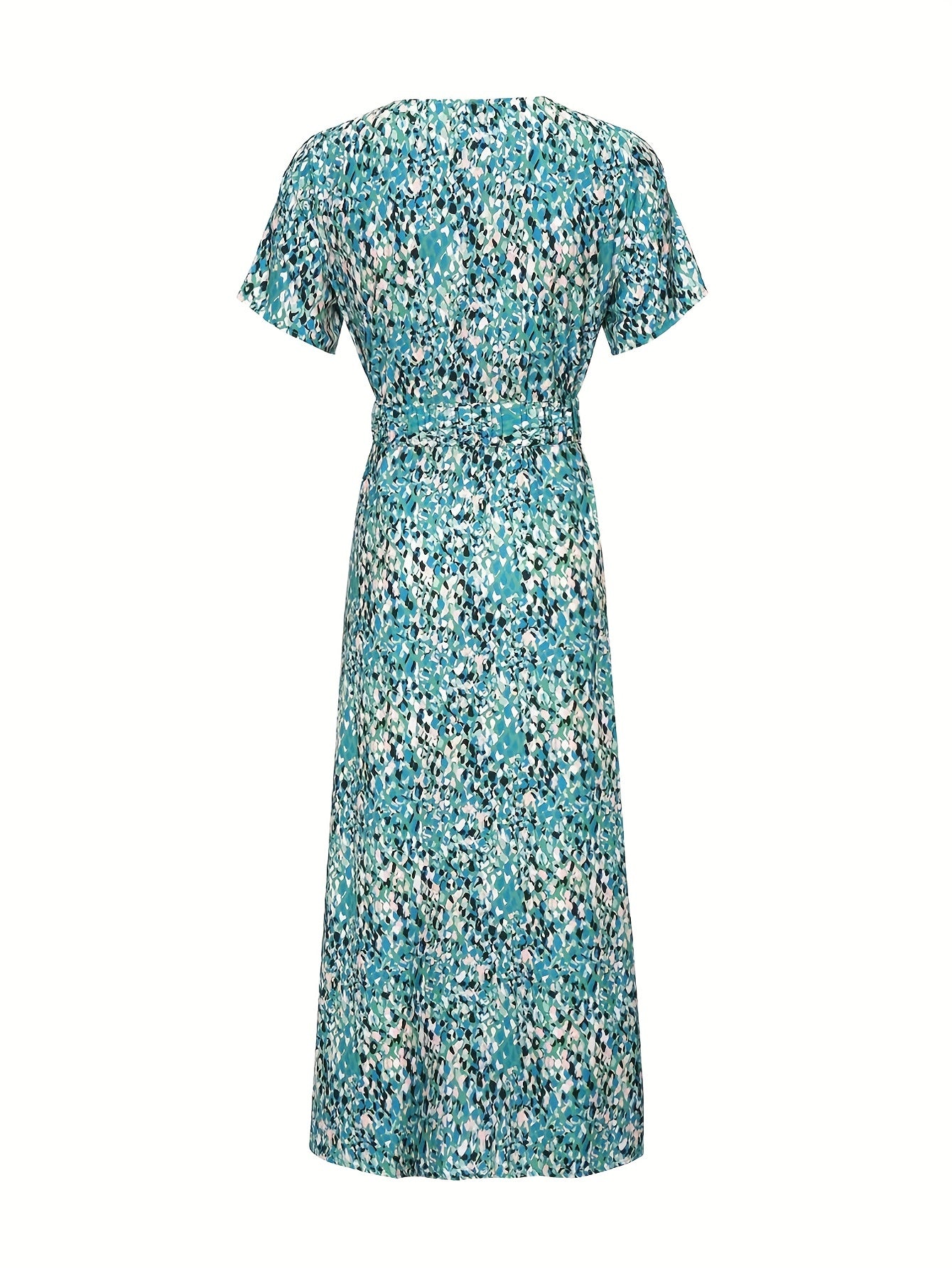 Boho V Neck Split Dress Short Sleeve