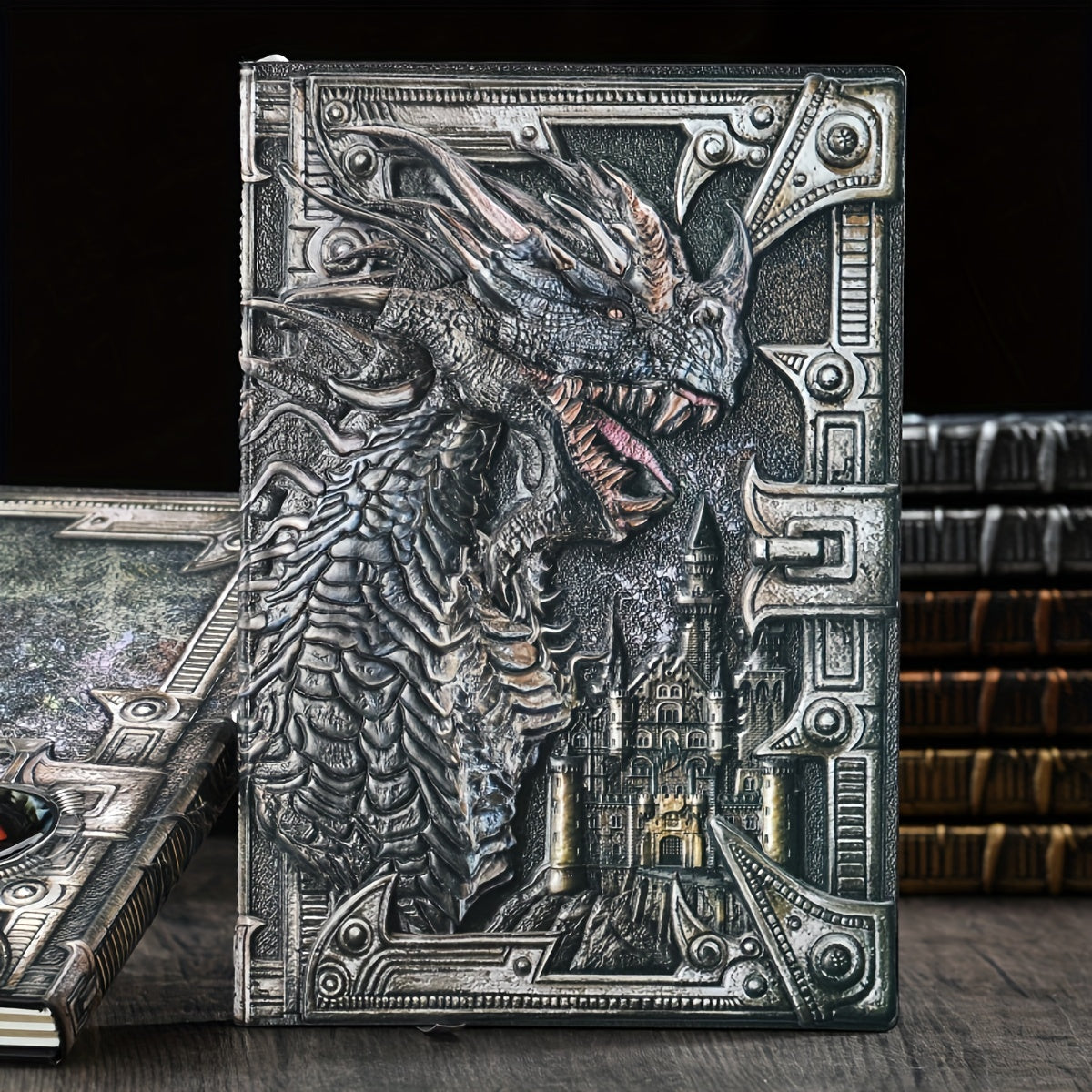 A5 Vintage Embossed Dragon Notepad Metal Stereo
