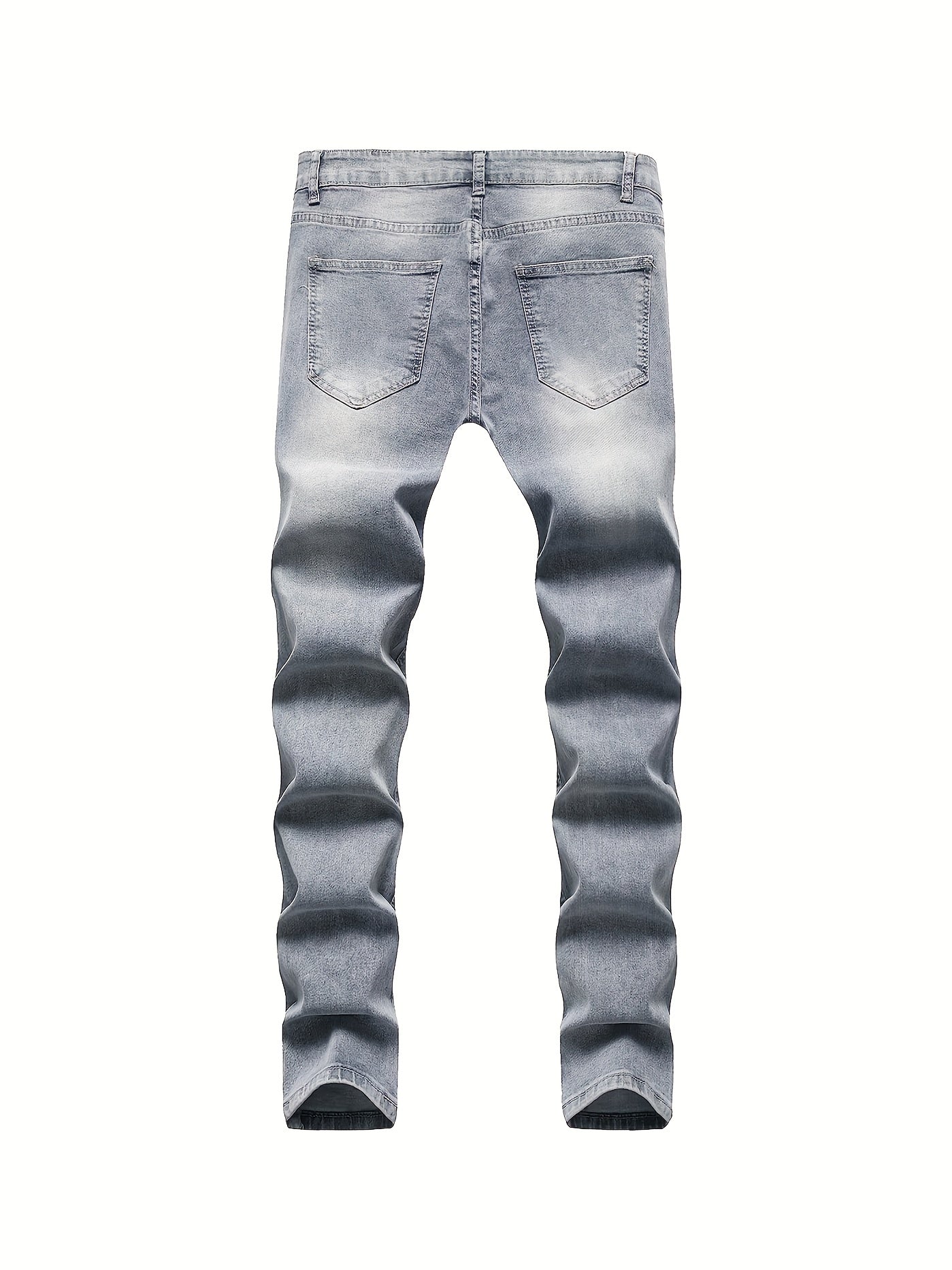 Mens Ripped Jeans Paint Splatter Chain Casual Street Style Denim Pants