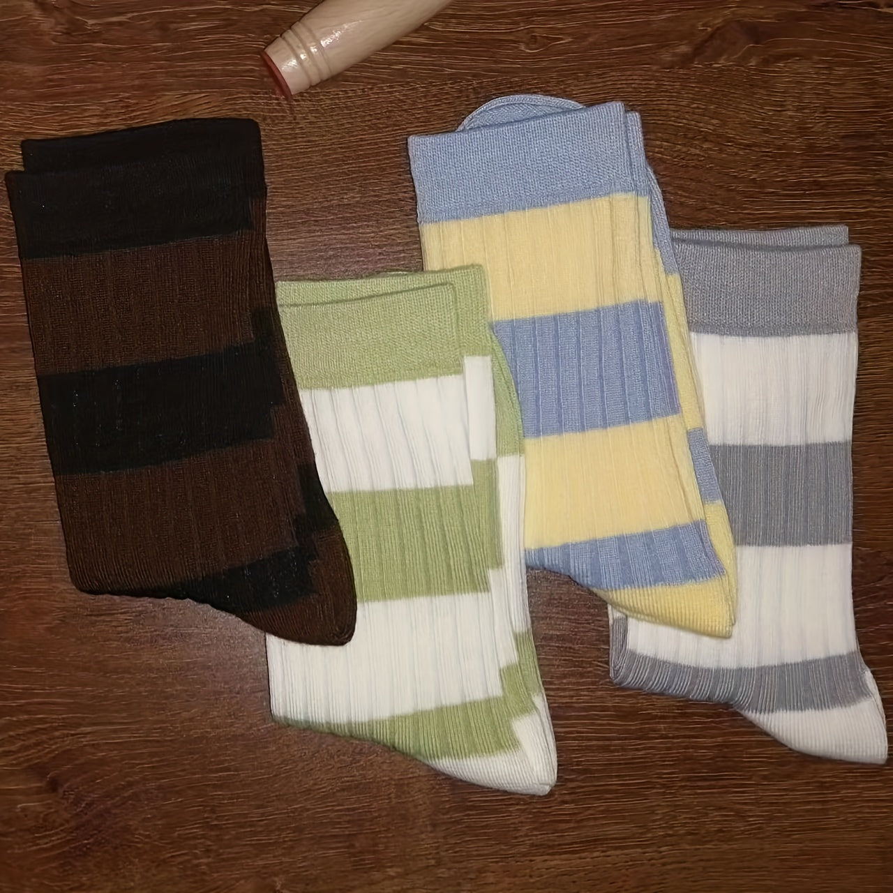 Colorblock Striped Socks Comfy & Breathable Women's Stockings & Hosiery