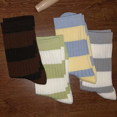 Colorblock Striped Socks Comfy & Breathable Women's Stockings & Hosiery