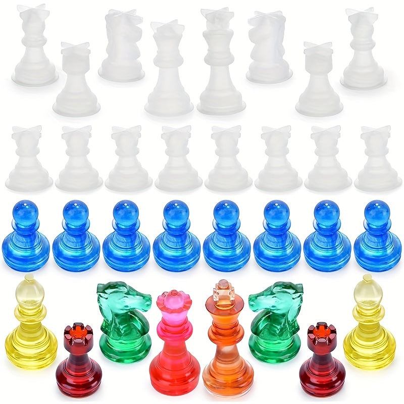 6pcs 3D Silicone Chess Resin Mold for DIY Handicraft Production
