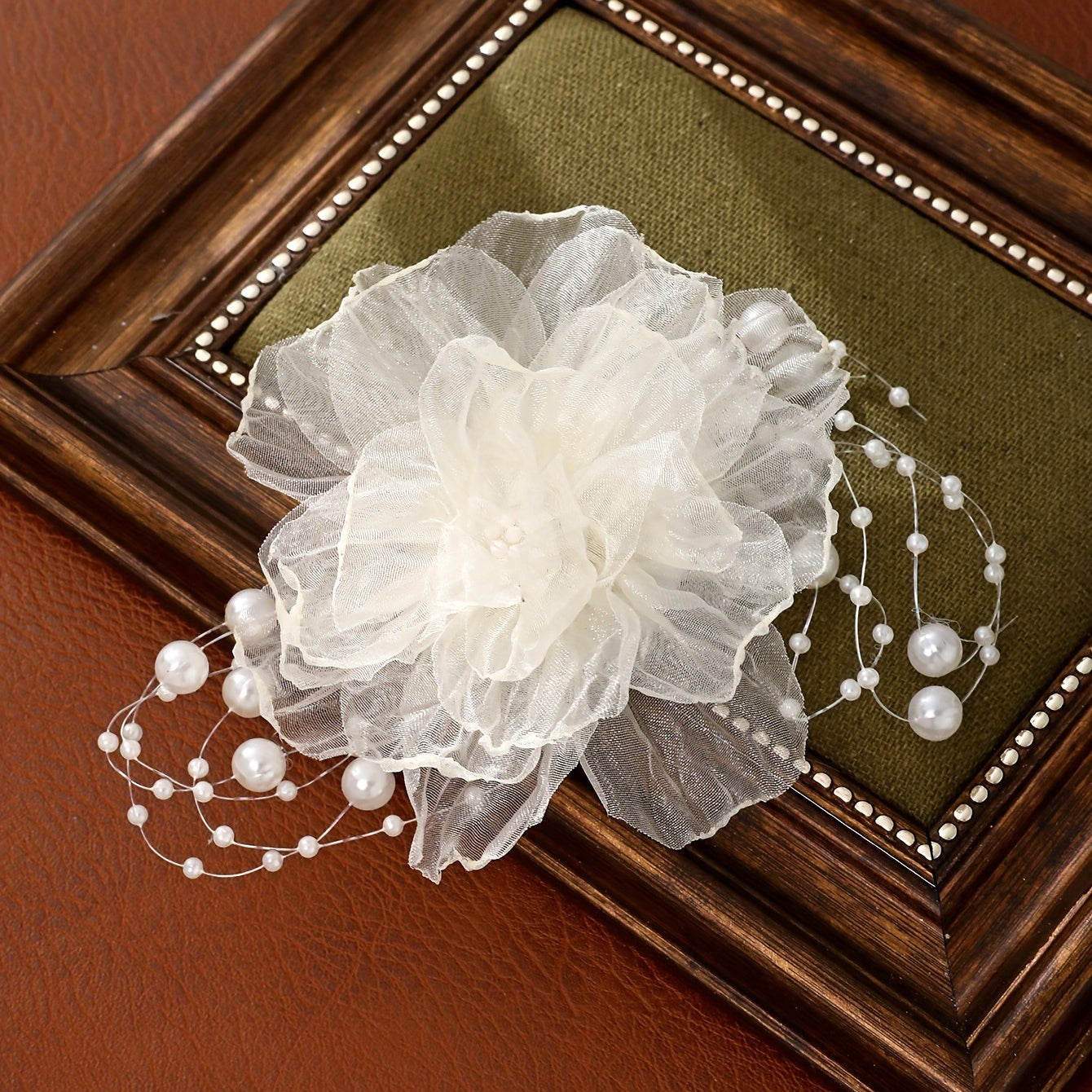 Organza Flower Hair Clip Bridal Wedding Hair Accessory