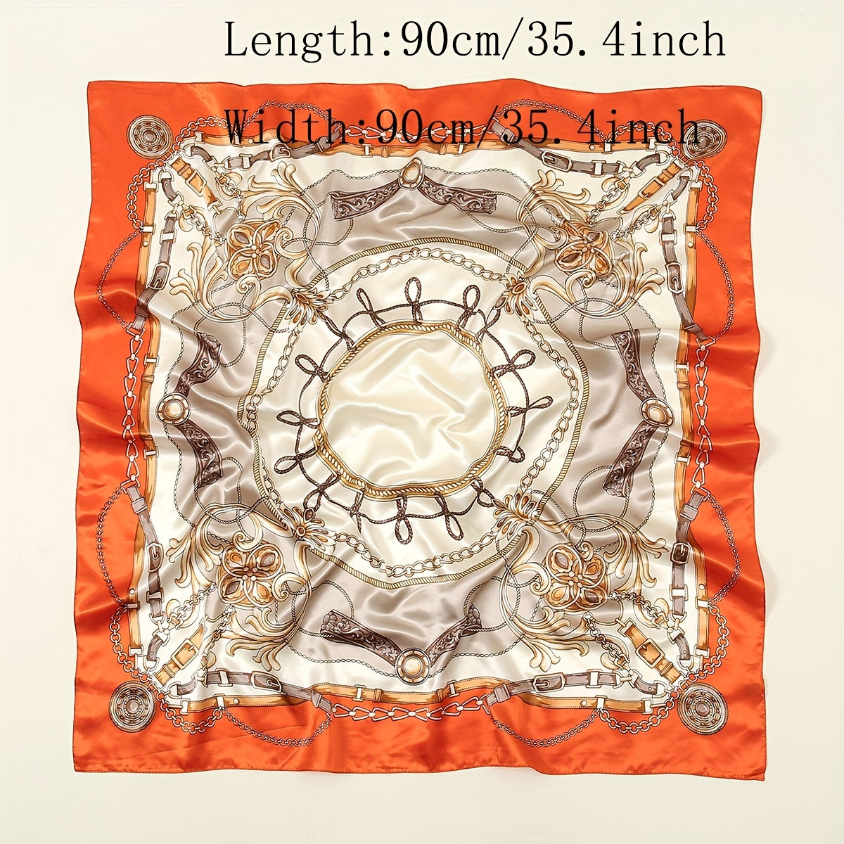 Chain Print Satin Bandana Square Scarf Women Casual Head Wrap