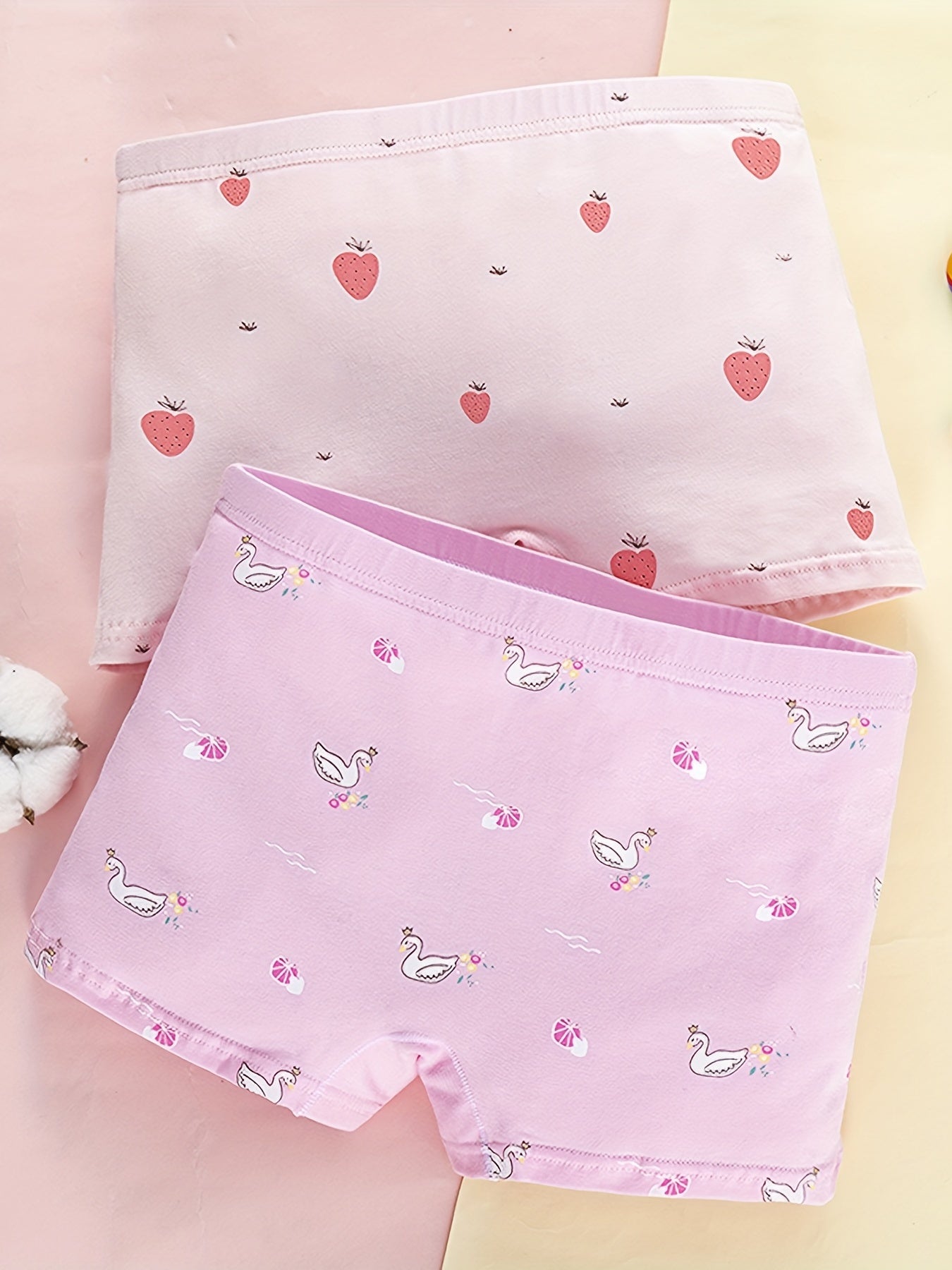 5pcs Girls Cartoon Print Boxer Briefs Underwear