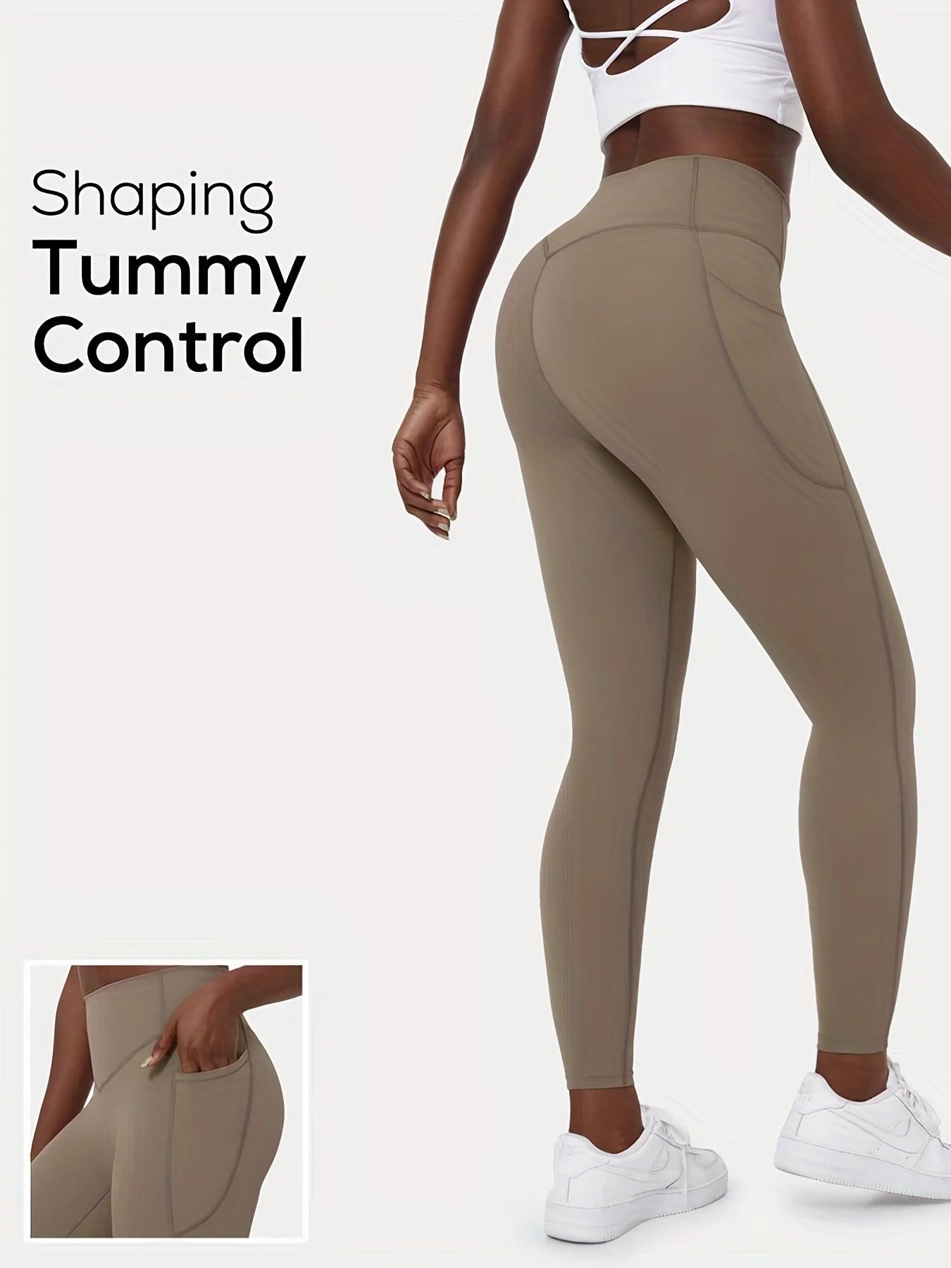  Sports Leggings - Pipping Waist High Stretch