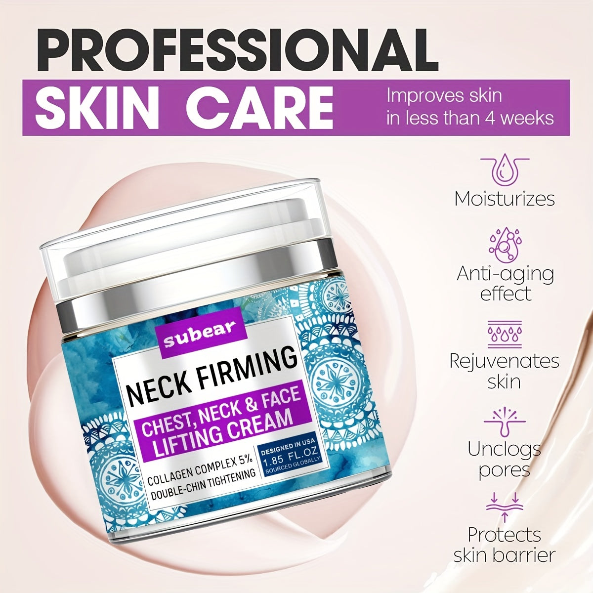 Neck Firming Cream Double Chin Reducer Retinol Collagen Hyaluronic Acid