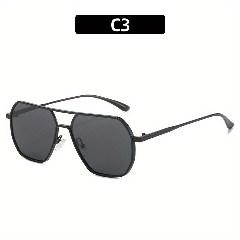 Men's Metal Polarized Polygon Sunglasses