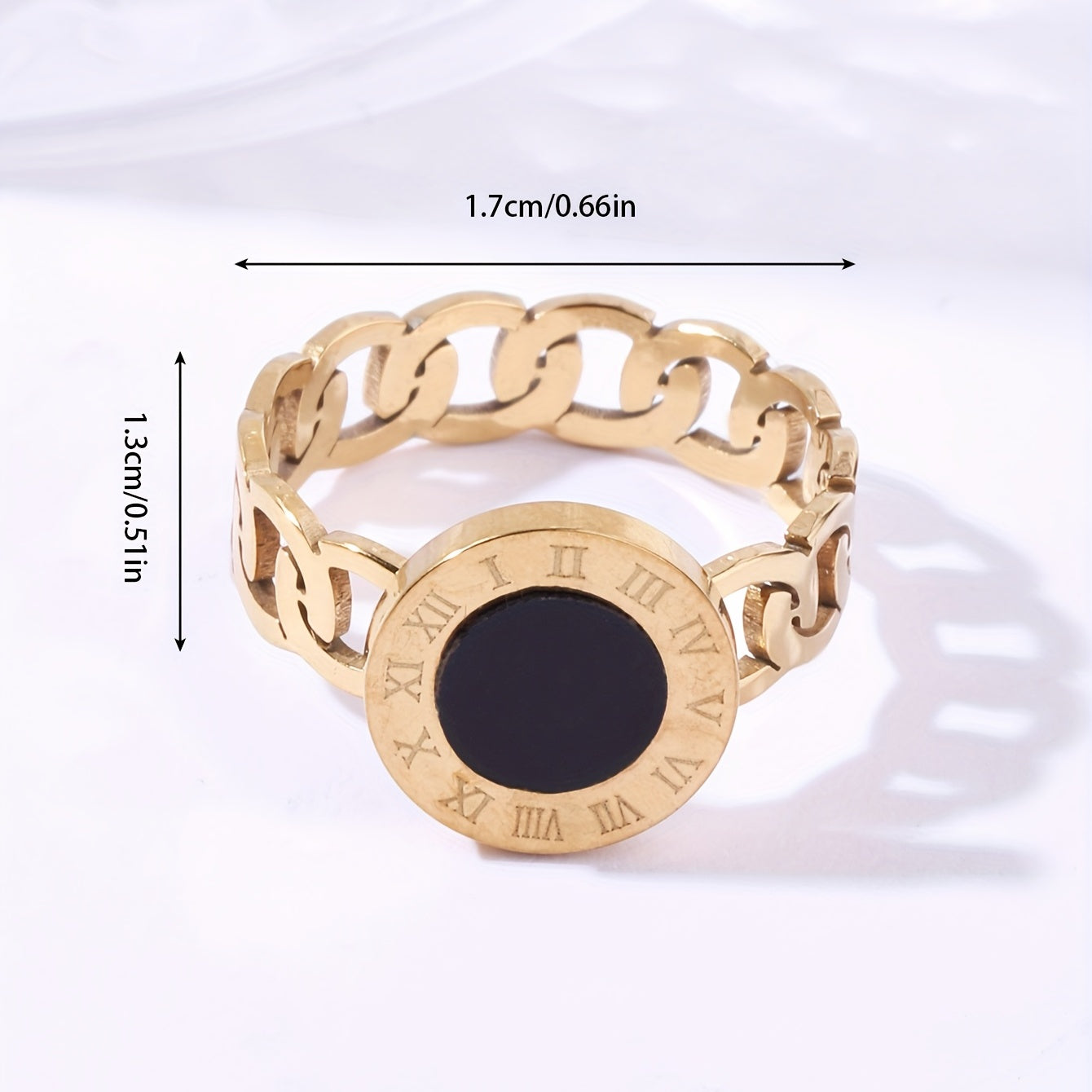 Retro Classic Roman Disk Chain Stainless Steel Rings