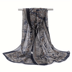 Vintage Paisley Print Chiffon Scarf Thin Summer Shawl Silk Head Wrap