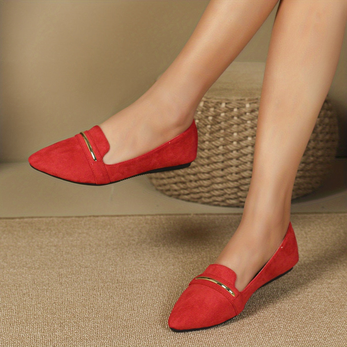 Women's Pointed Toe Ballet Flats Soft Sole Slip On Shoes Casual Walking