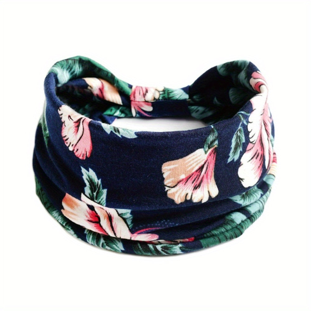 Boho Floral Hair Band Wide Headband For Women With Curly Hair