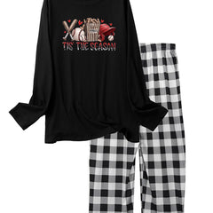 Baseball Print Pajama Set Long Sleeve Crew Neck Top & Pants