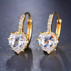 EMMAYA Golden Double Head Earrings CZ Rhinestone Jewelry