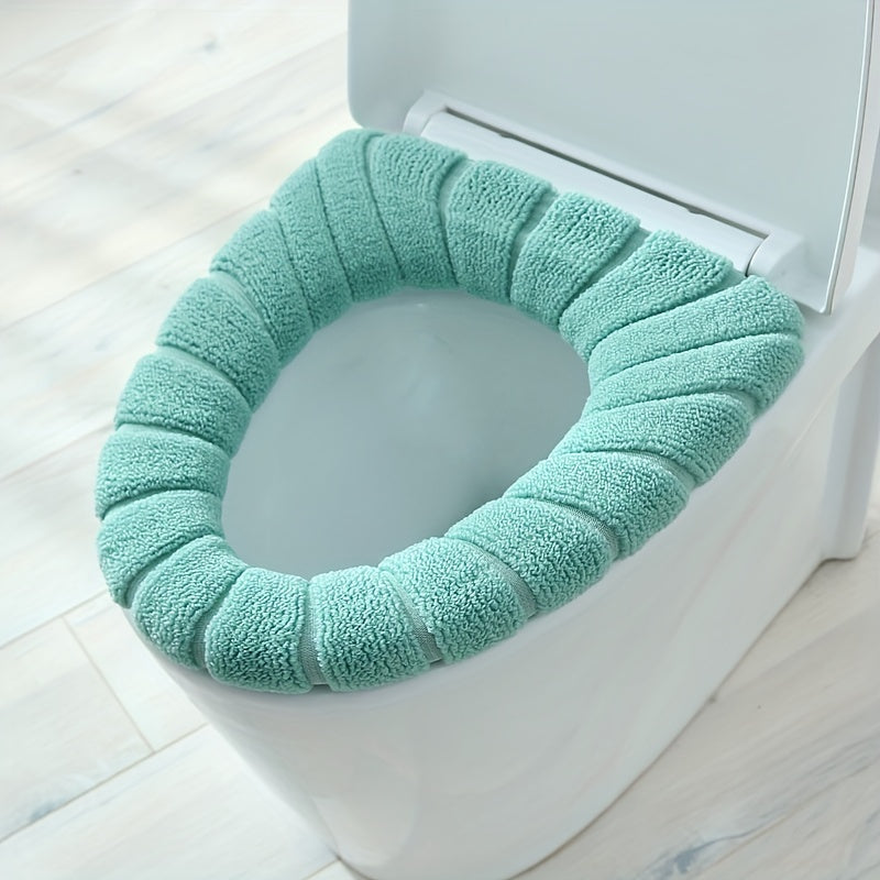 5pcs Plush Knitted Toilet Seat Cover Winter Warm Toilet Cushion