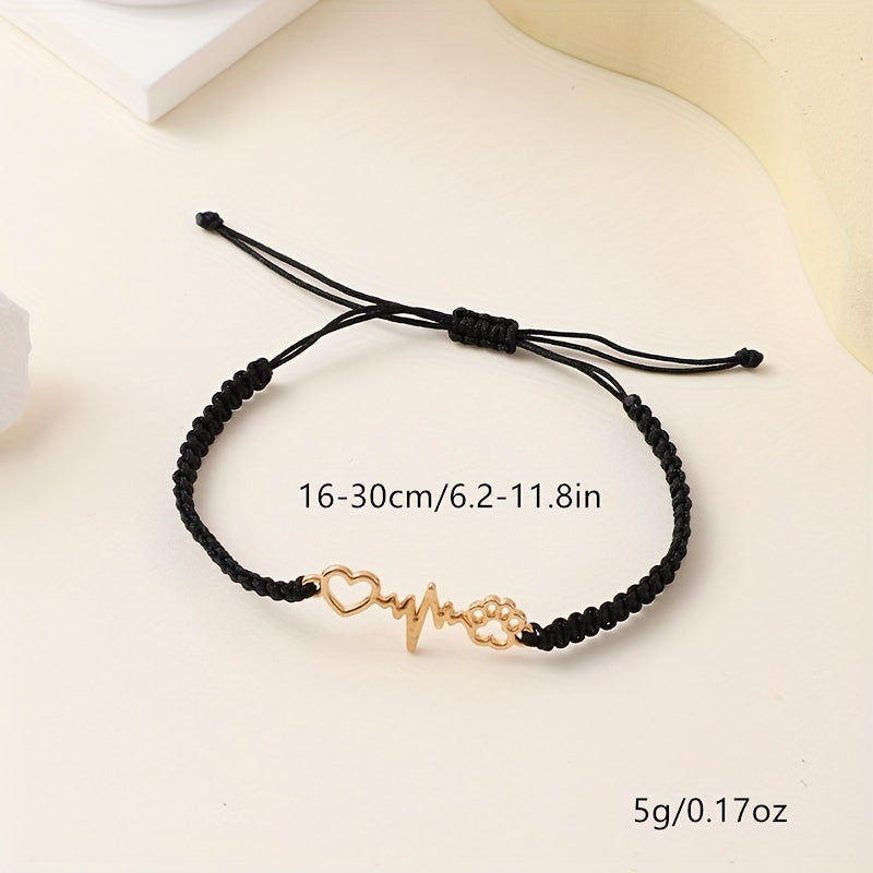 Dog Paw Love Braided Knot Bracelet for Hand Decoration Gift