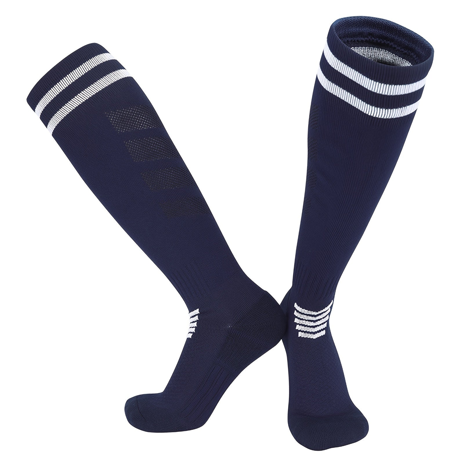 Knee High Tube Socks Soccer Socks Double Stripe Athletic Football Training