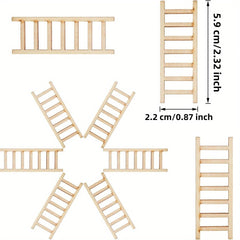 10pcs Mini Wooden Ladder Fairy Garden Dollhouse Decor DIY Craft Accessory