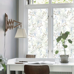 Watercolor Flower Pattern Window Film - Frosted Sticker for Privacy