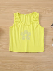 Rhinestone Tank Top Crew Neck Sleeveless Summer Women's Clothing