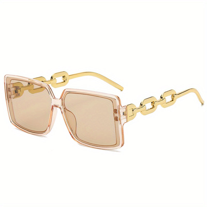 Large Square Sunglasses For Women Men Star Chain Charm UV400 Sun Shades