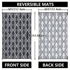 Non Slip Waterproof Reversible Outdoor Rug Multiple Sizes