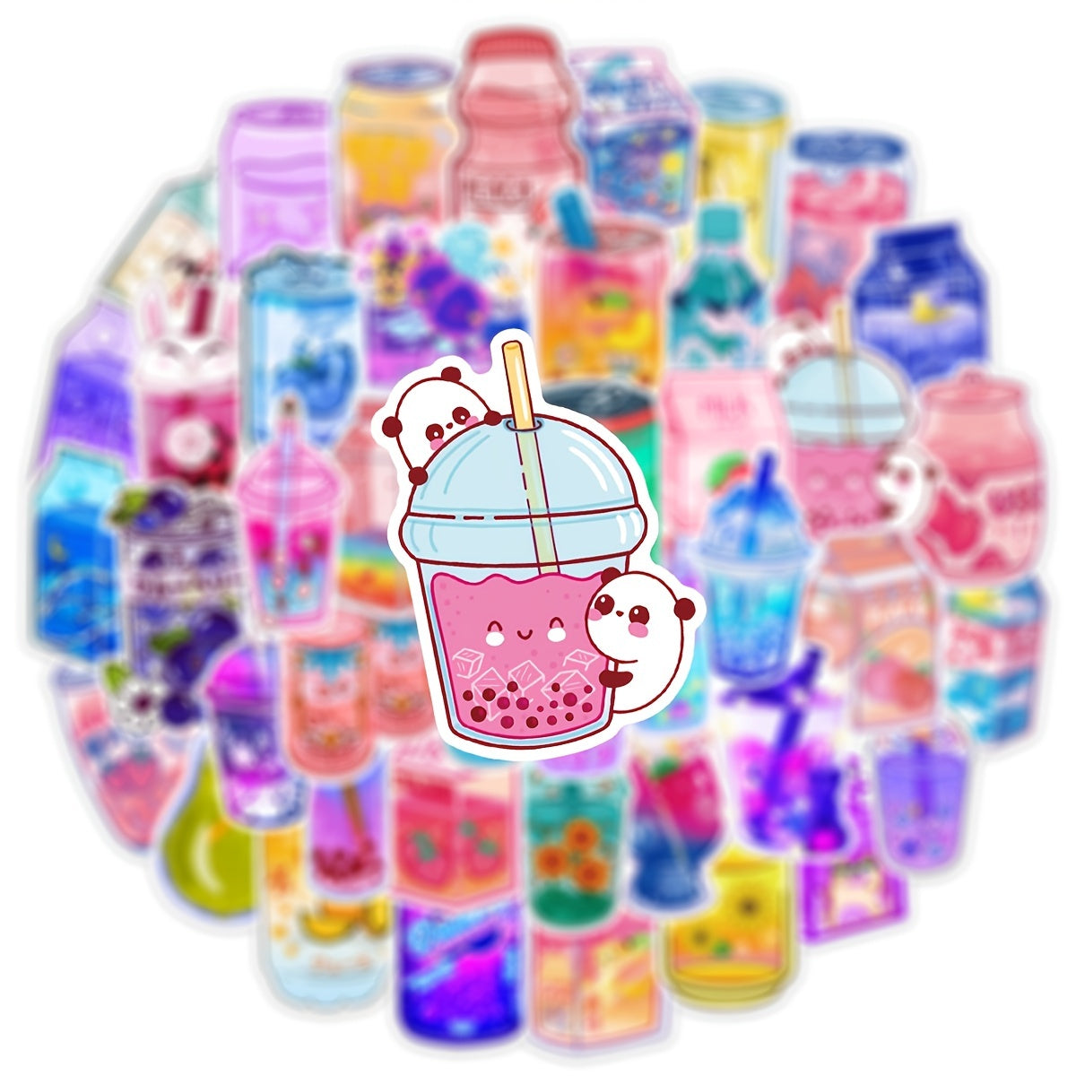 50Pcs Cartoon Drink Theme Waterproof Vinyl Stickers - Teens Girls Kids Gift
