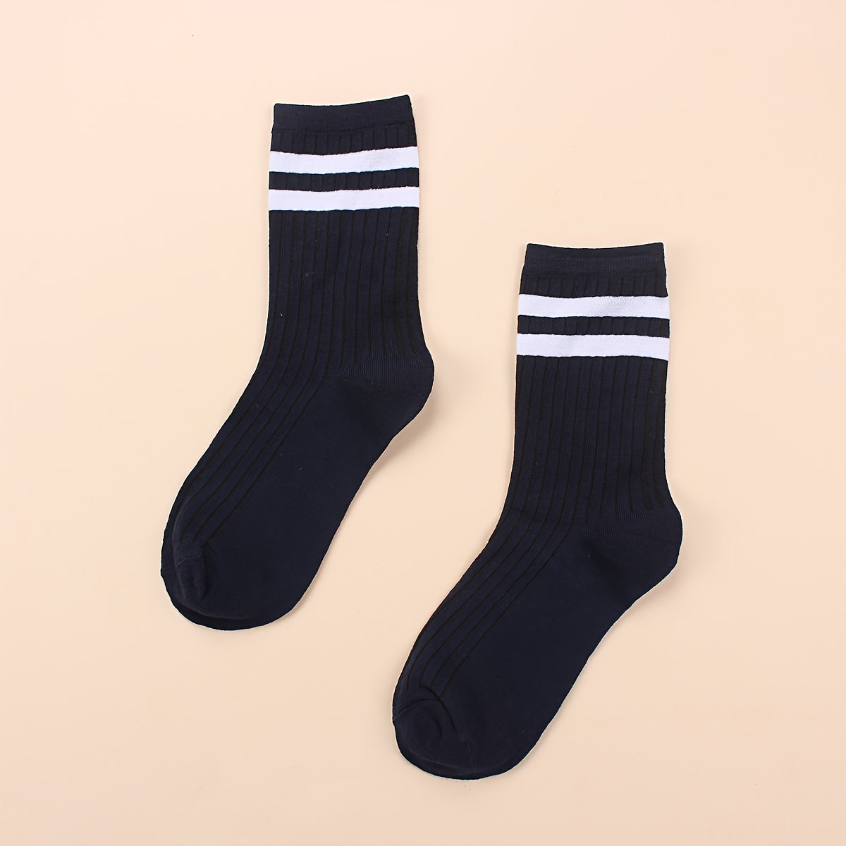 4 Pairs Striped Crew Socks Women's Stockings