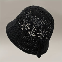 Hollow Flower Bucket Hat Crochet Breathable Sun Hat for Women