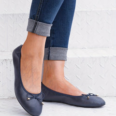 Women's Bow Decor Ballet Flats Slip On Anti-slip Shoes