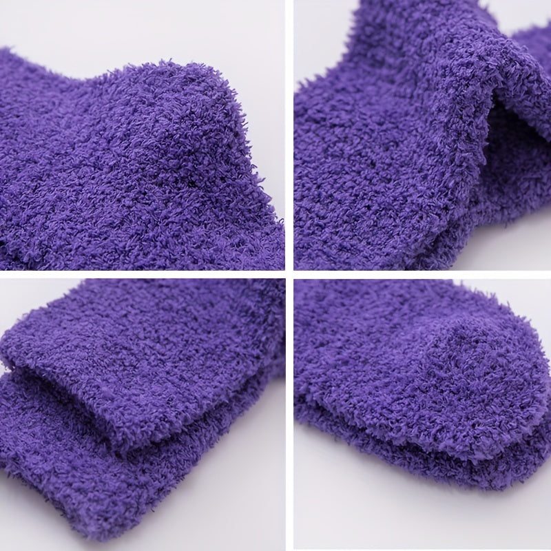 5 Pairs Fuzzy Socks Warm & Comfy Women's Mid Tube Stockings