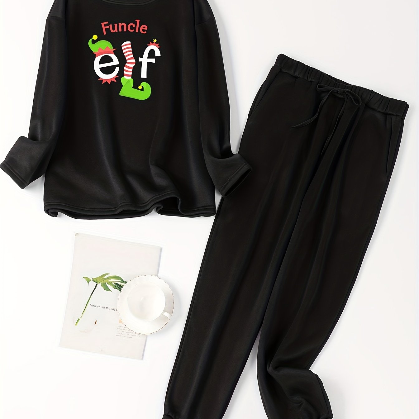  Christmas Lounge Set Women's Elf & Art Fleece Tee