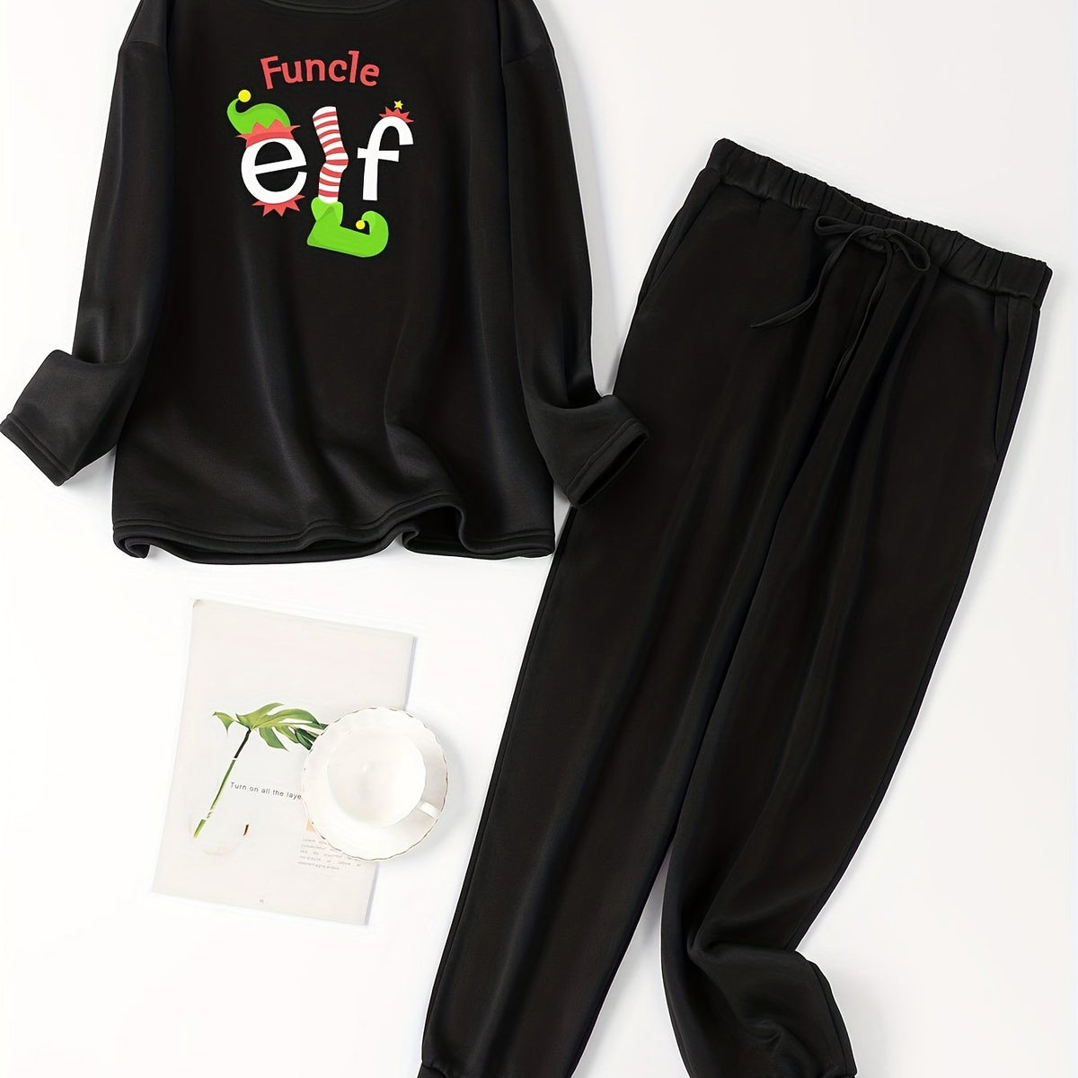  Christmas Lounge Set Women's Elf & Art Fleece Tee