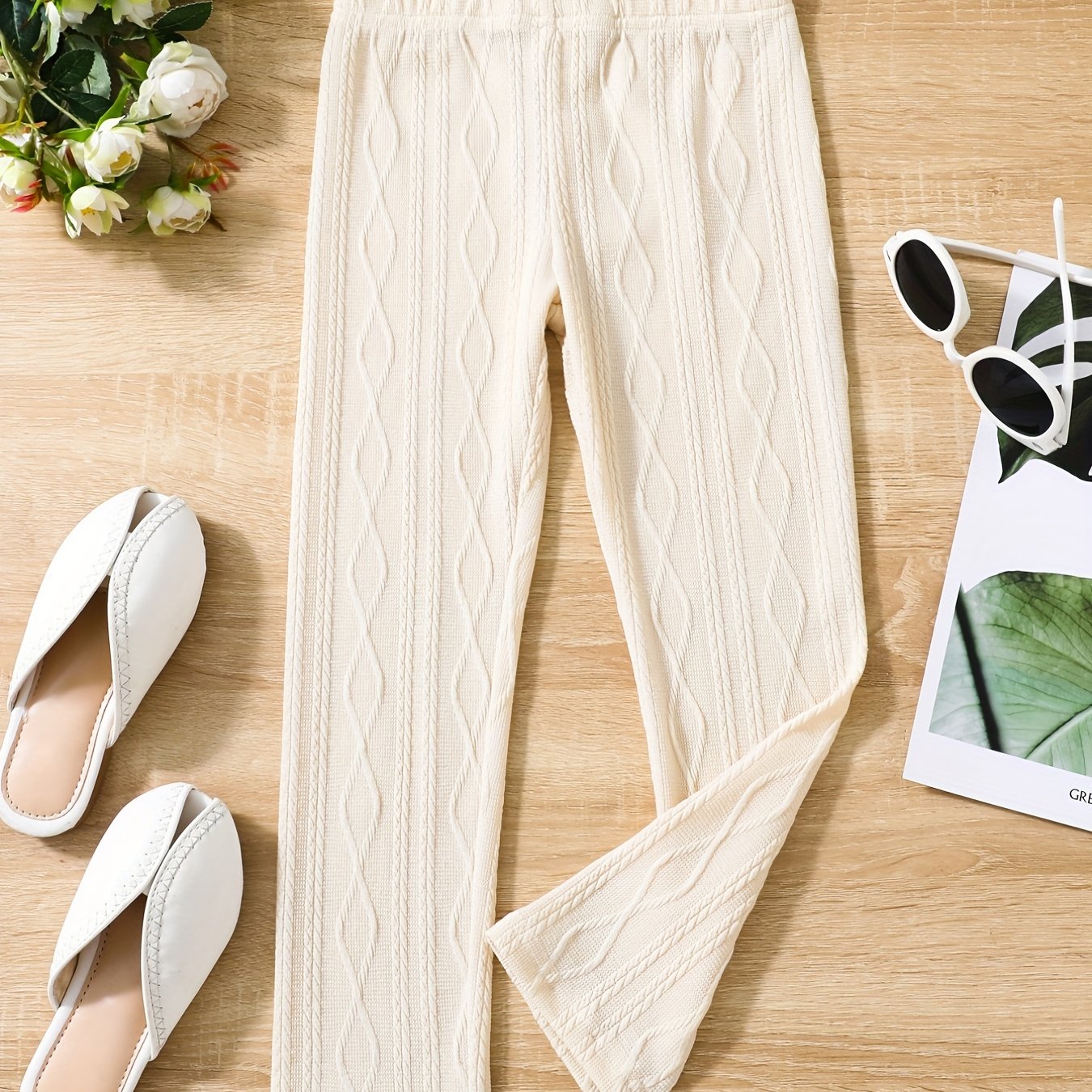 Girls' Cable Knit Ankle Pants Leggings