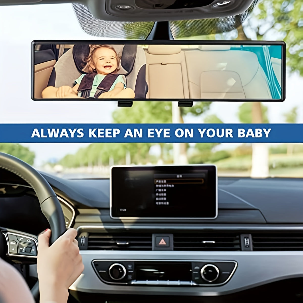 Car Rearview Mirror Large Field Of View Anti-Fog Anti-Glare Mirror