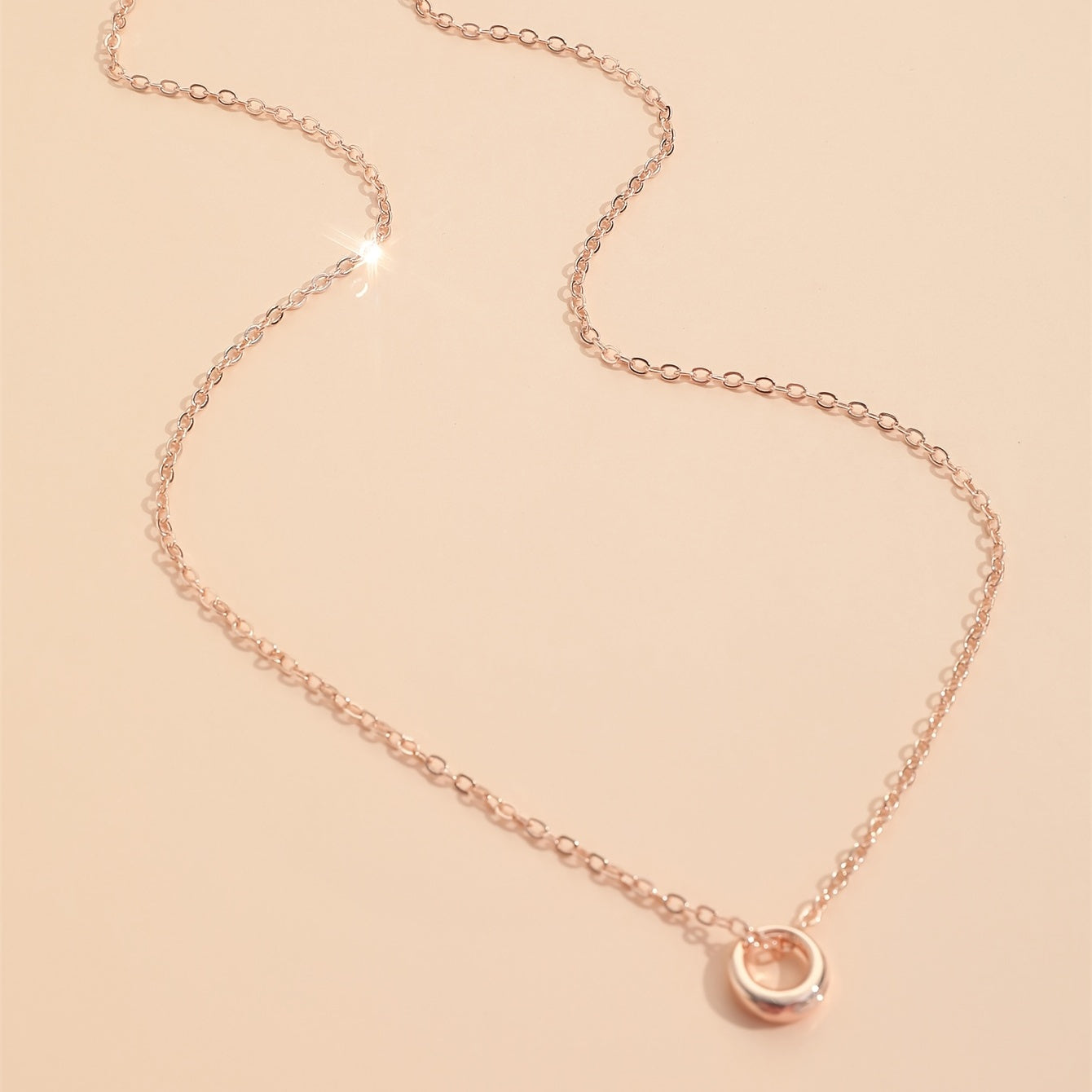 Small Ring Pendant Necklace Silver Alloy Elegant Women Girls