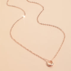 Small Ring Pendant Necklace Silver Alloy Elegant Women Girls