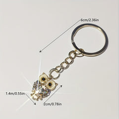 Rhinestone Owl Keychain Bag Charm Customizable Gift