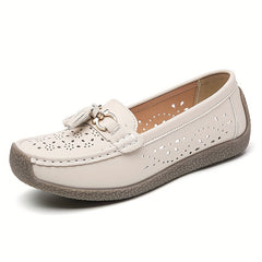 Women's Metal Hollow Loafers Slip-on Lightweight Casual Spring Shoes